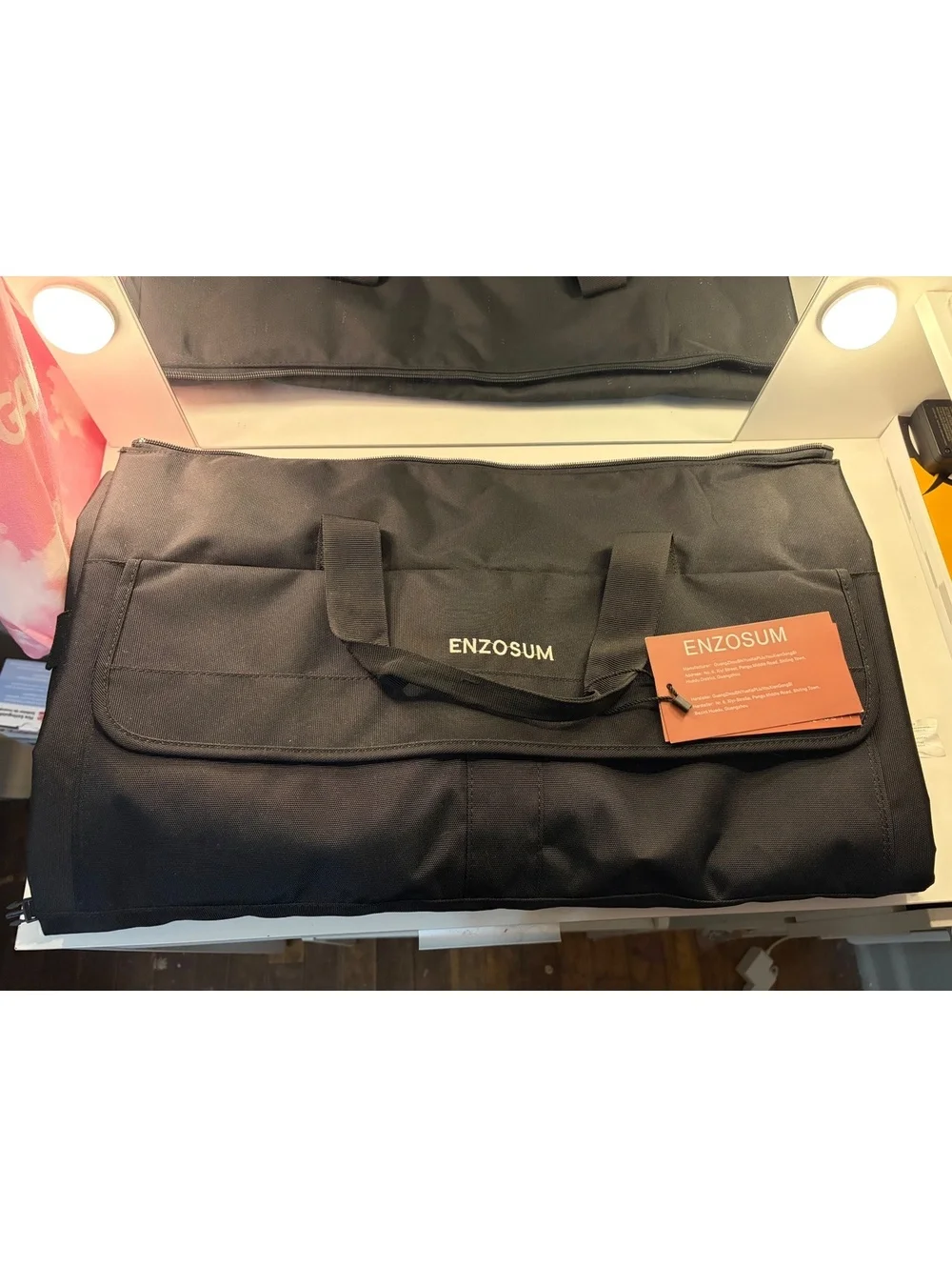 ENZOSUM Large Black Travel Organizer Bag with Multiple Compartments